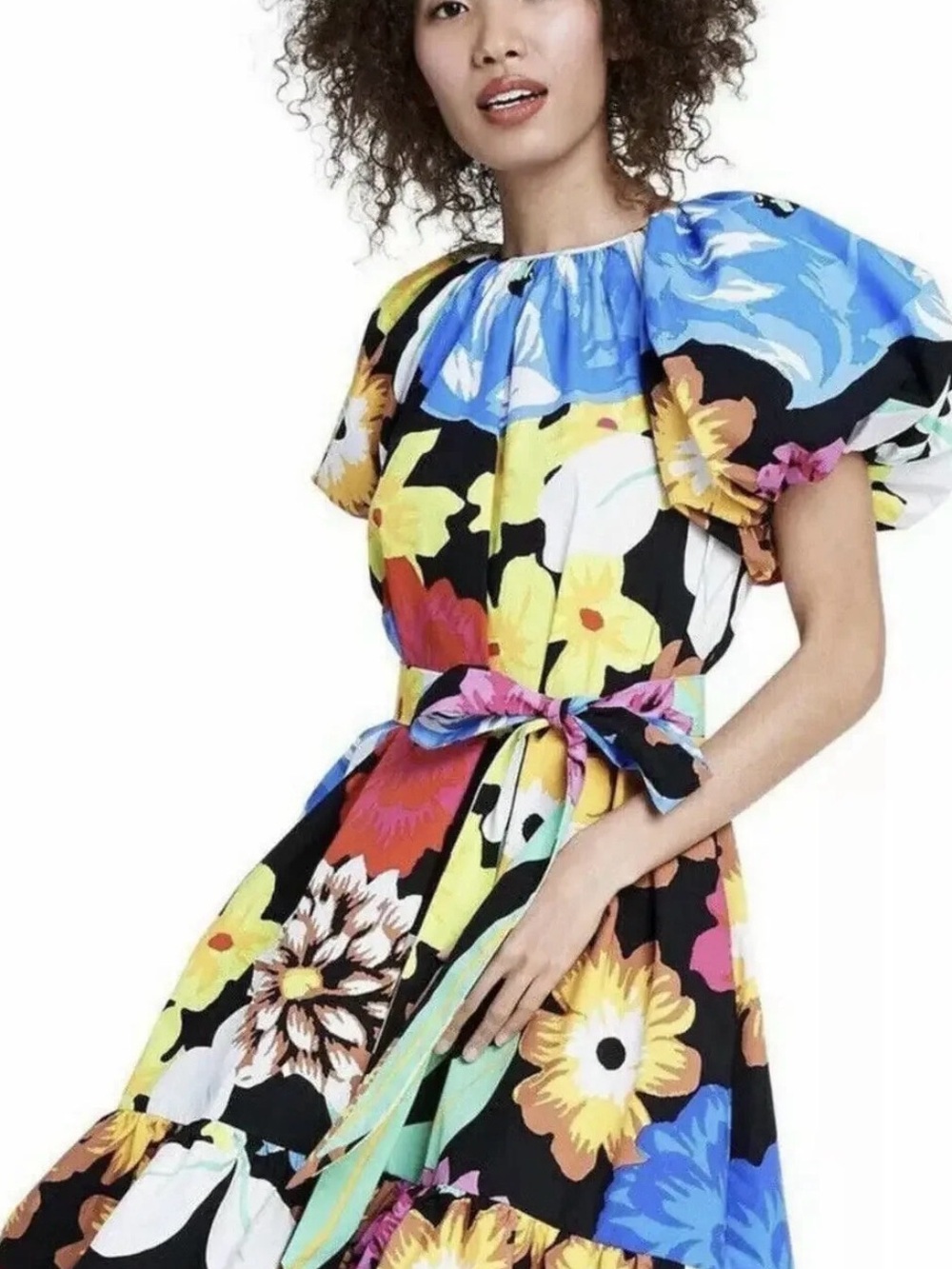 Christopher John Rogers Target Floral Puff Sleeve High-Low Maxi Dress XS - Picture 3 of 6